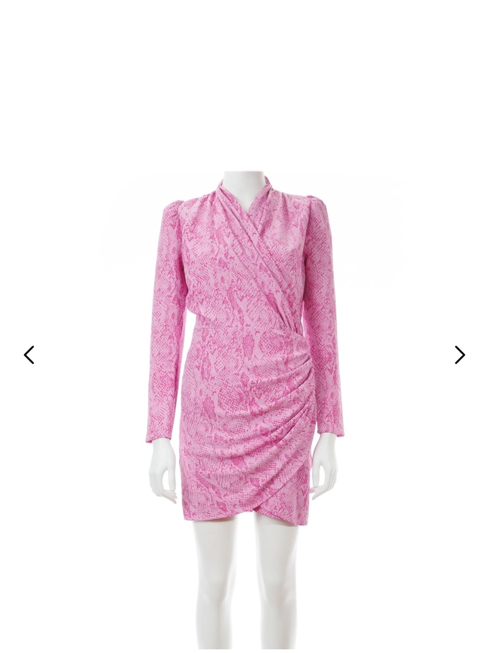STINE GOYA Pink Snakeskin-Print Wrap Ruched Mini Dress